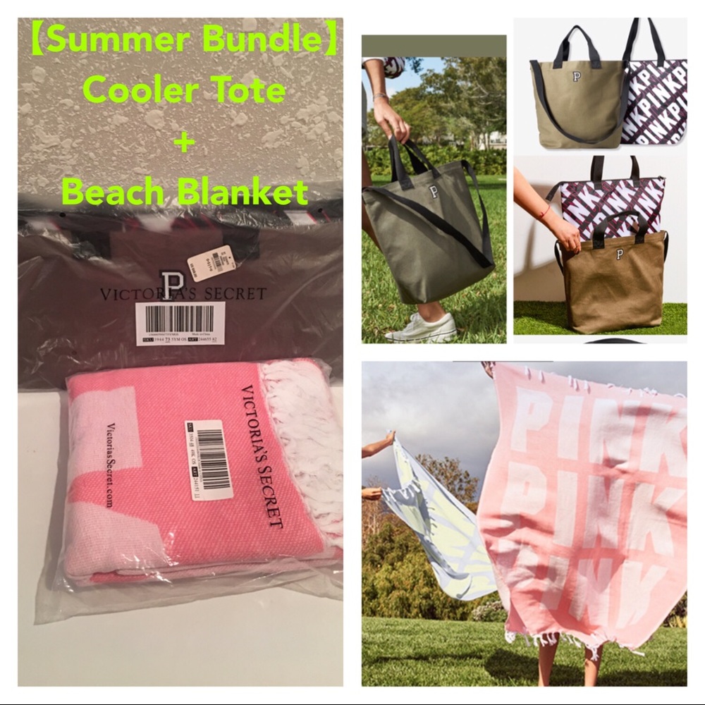 VS Pink Cooler Bag & Beach Blanket Bundle
